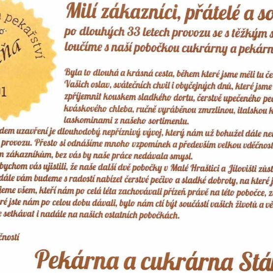 Loučení s cukrárnou na Dobříši